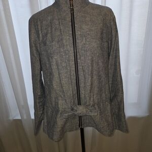 Apt. 9 Heathered Gray Zip-Front Jacket with Waist Bow